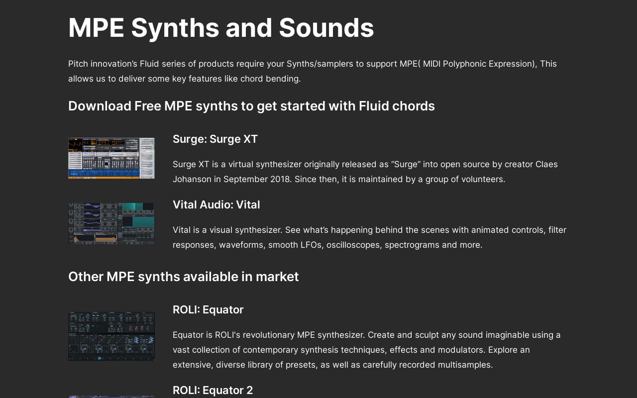 MPE Synths and Sounds - Pitch Innovations